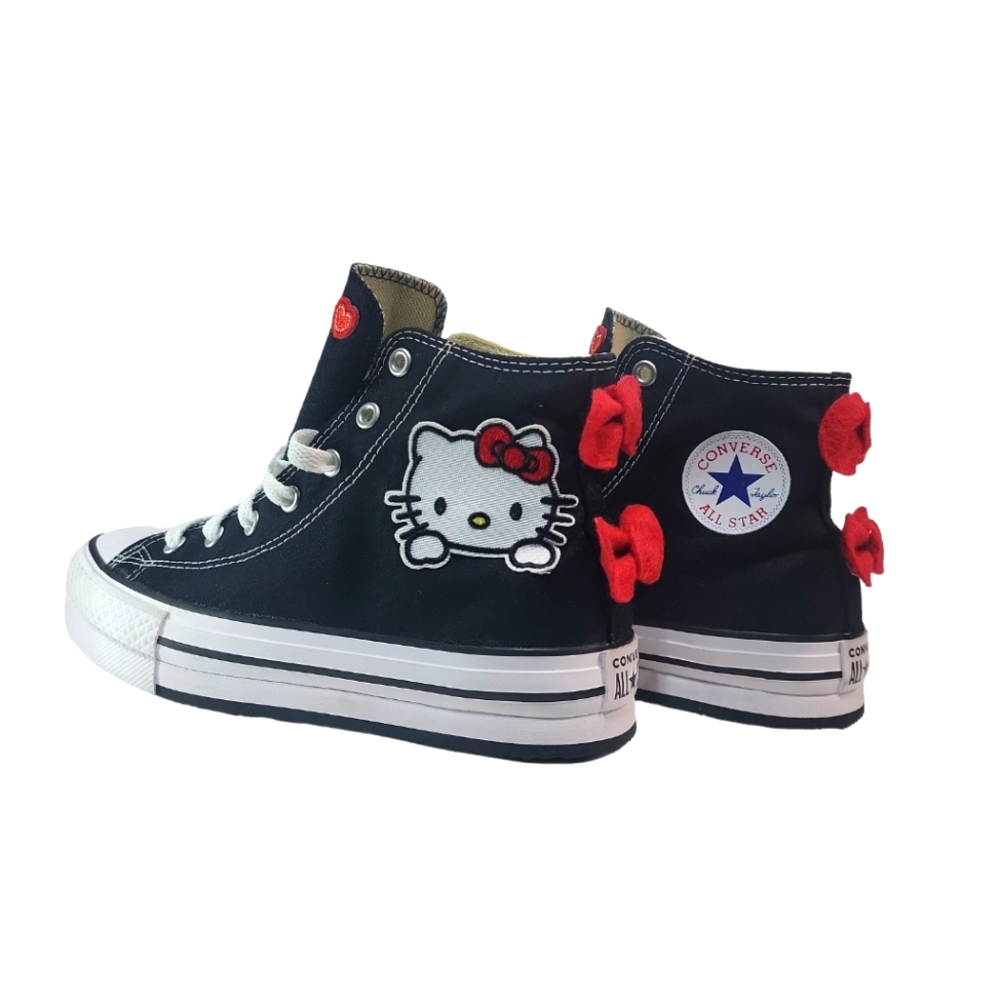 Converse Girls Chuck Taylor All Star High Top Custom Made Hello Kitty Sneakers - Picture 2 of 8
